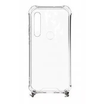 Funda de silicona transparente Evelatus con correa de cuello TPU para Xiaomi Redmi Note 8 / Redmi Note 8 2021 plateada