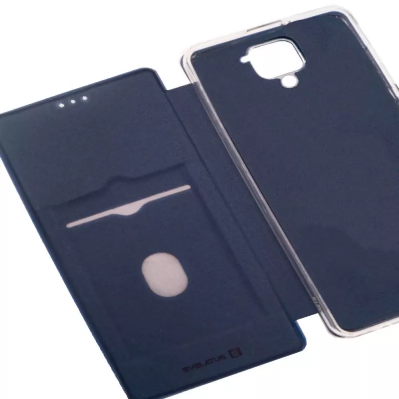 Evelatus Funda tipo libro para Xiaomi Redmi Note 9 Azul oscuro