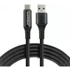 everActive CBB-1CBL Cable trenzado USB-A a USB-C con indicador de potencia LCD, 1m, 3A, Negro
