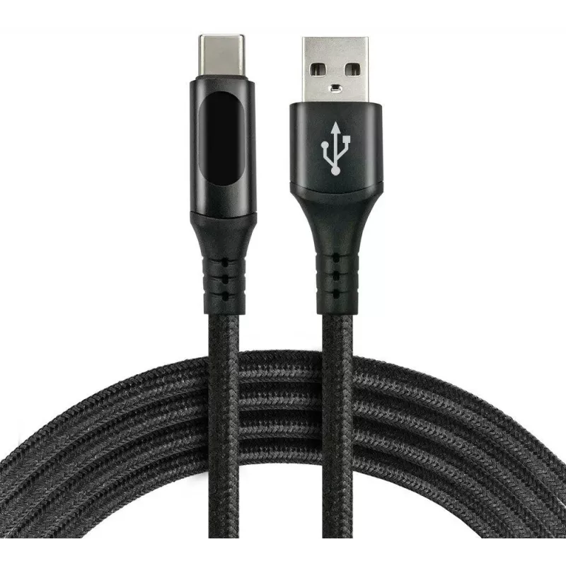 everActive CBB-1CBL Cable trenzado USB-A a USB-C con indicador de potencia LCD, 1m, 3A, Negro