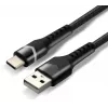 everActive CBB-1CBR Cable trenzado USB-A a USB-C RGB-LED 1m 3A Negro