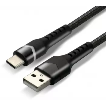 everActive CBB-1CBR Cable trenzado USB-A a USB-C RGB-LED 1m 3A Negro