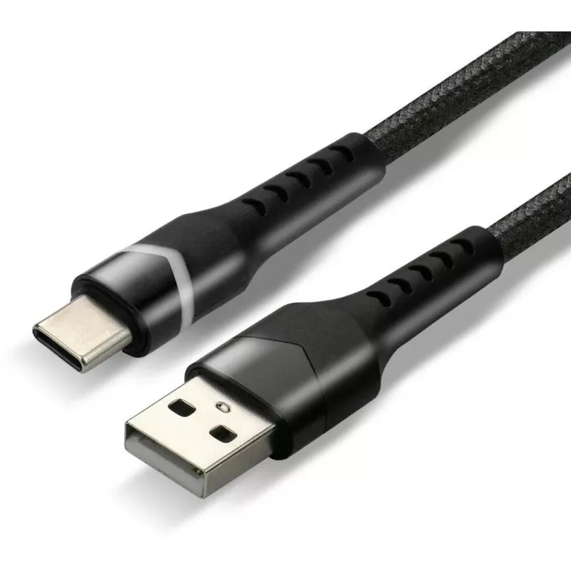 everActive CBB-1CBR Cable trenzado USB-A a USB-C RGB-LED 1m 3A Negro