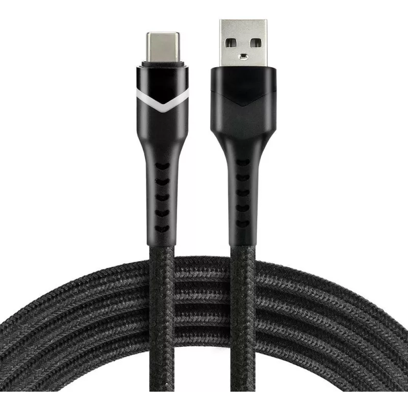 everActive CBB-1CBR Cable trenzado USB-A a USB-C RGB-LED 1m 3A Negro