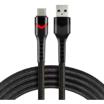 everActive CBB-1CBR Cable trenzado USB-A a USB-C RGB-LED 1m 3A Negro