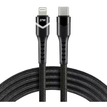everActive CBB-1CIR Cable USB-C a Lightning con LED RGB 1m 27W PD negro