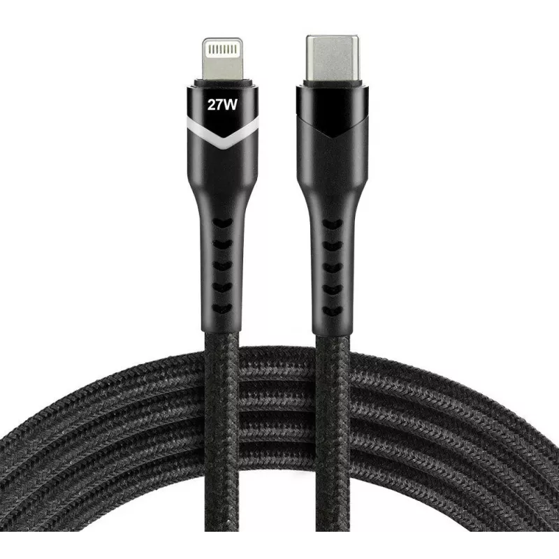 everActive CBB-1CIR Cable USB-C a Lightning con LED RGB 1m 27W PD negro