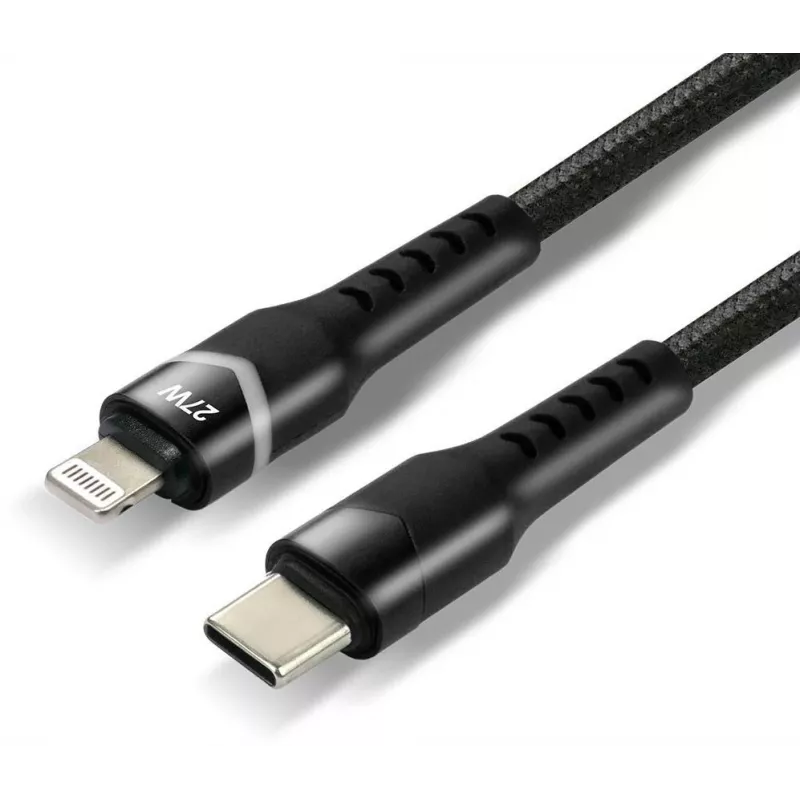everActive CBB-1CIR Cable USB-C a Lightning con LED RGB 1m 27W PD negro