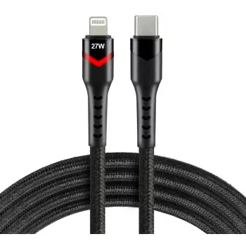 everActive CBB-1CIR Cable USB-C a Lightning con LED RGB 1m 27W PD negro
