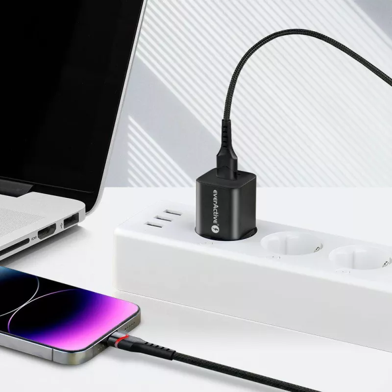 everActive CBB-1IBR Cable trenzado USB-A a Lightning RGB LED 1m 2.4A negro