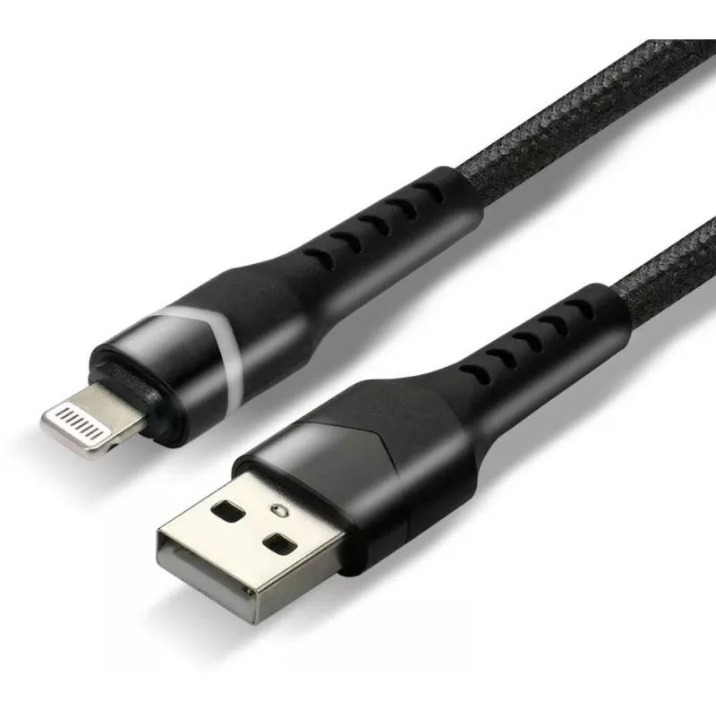 everActive CBB-1IBR Cable trenzado USB-A a Lightning RGB LED 1m 2.4A negro