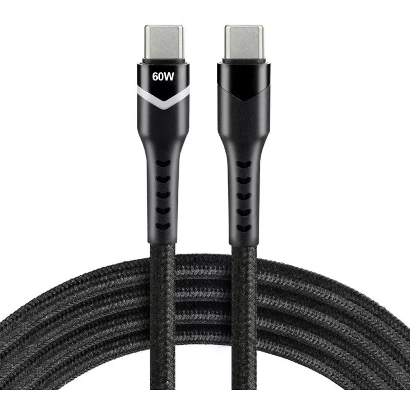 everActive CBB-2PDR cable USB-C a USB-C RGB LED trenzado 2 m 3A 60W negro