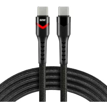 everActive CBB-2PDR cable USB-C a USB-C RGB LED trenzado 2 m 3A 60W negro