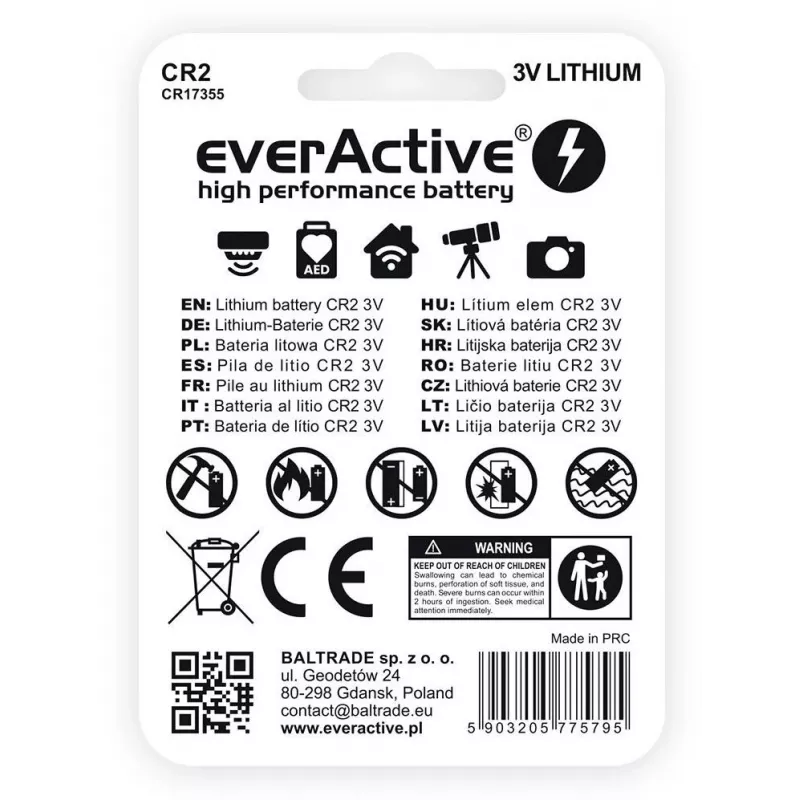 everActive Pila de litio CR2 3V 850mAh (pack de 1 blíster)