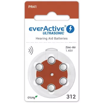 everActive ULTRASONIC 312 / PR41 Pilas para audífonos, pack de 6