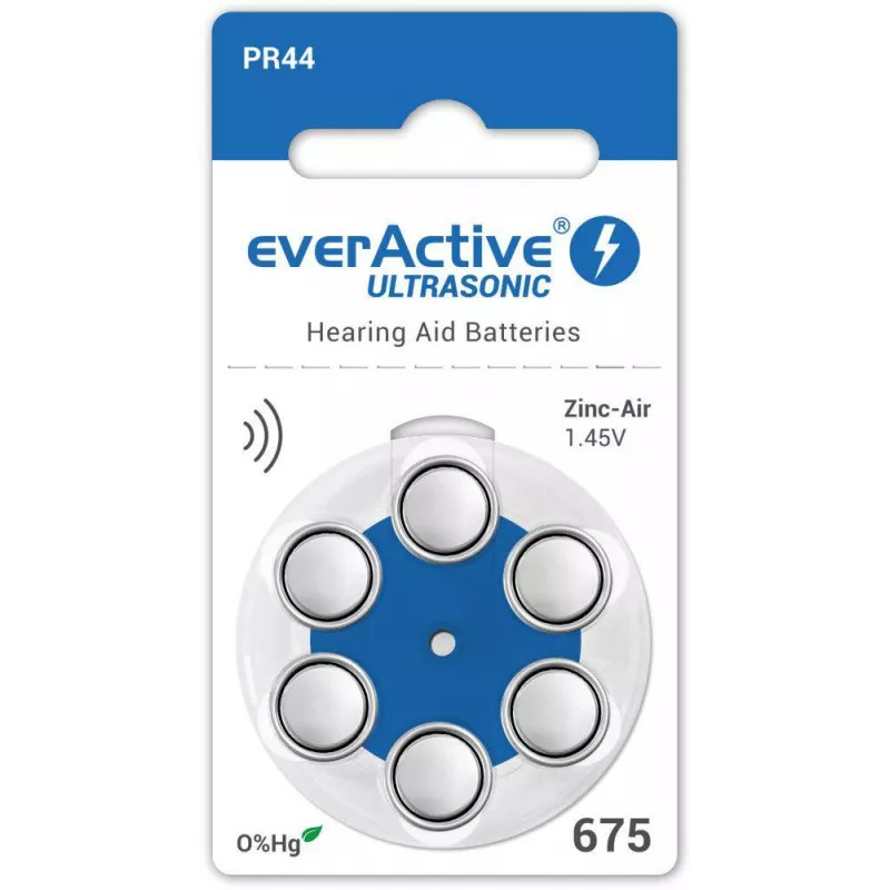 Pilas para audífonos everActive ULTRASONIC 675 Zinc-Air PR44 (blíster de 6)