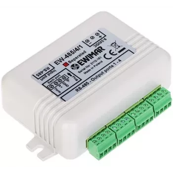 Distribuidor de bus RS-485 EWIMAR con aislamiento óptico, 1 entrada 4 salidas, carril DIN, 12-48V DC