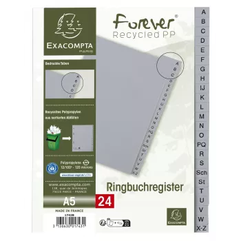 Exacompta Juego de separadores de índice medio formato A-Z gris 24 pestañas 1 juego