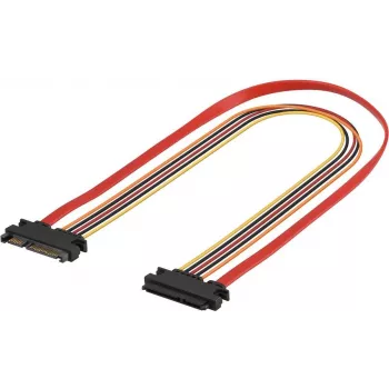 EXERTIS CONNECT Cable alargador SATA, conector macho SATA 22 pines a conector hembra SATA 22 pines (5V + 12V), 0,5 m, para prolongar la interfaz de datos y alimentación SATA, negro 147500