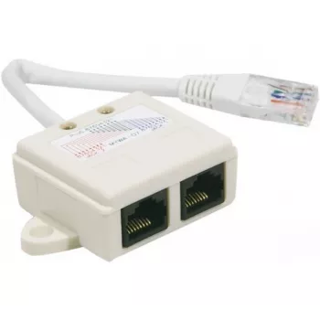 Exertis Connect Splitter telefónico conector macho RJ-45 a 2x conector hembra RJ-45, 10 cm, CAT 5e, marfil 252470