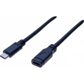 EXERTIS CONNECT Cable de extensión USB 3.1 Gen 2 USB-C 1m conector macho a conector hembra 10Gbps 100W PD vídeo 4K Negro 532495