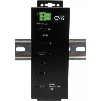 EXSYS EX-1144HMVS Hub USB-C, USB 3.2 Gen 1, Negro