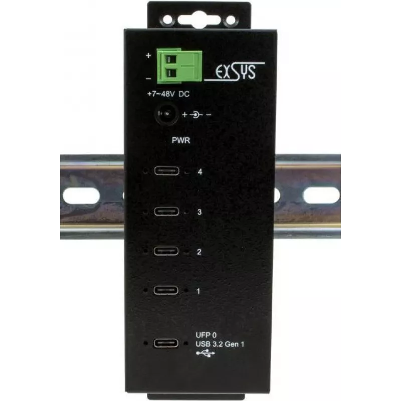 EXSYS EX-1144HMVS Hub USB-C, USB 3.2 Gen 1, Negro