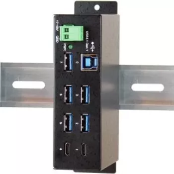 EXSYS EX-1197HMS Hub industrial de 7 puertos USB 3.1 Gen 1 para carril DIN con alimentación DC