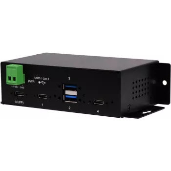 Hub industrial EXSYS EX-1274HMV 4 puertos USB 3.2 Gen 2 con 2x USB-A y 2x USB-C, metal, montaje en carril DIN/pared/rack