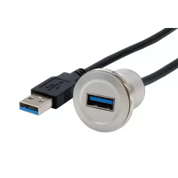 EXSYS EX-49186 adaptador de montaje USB 3.2 Gen 1, conector hembra USB-A a macho, 30 cm, metal