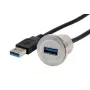 EXSYS EX-49186 adaptador de montaje USB 3.2 Gen 1, conector hembra USB-A a macho, 30 cm, metal