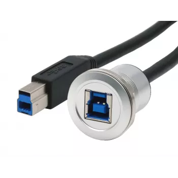 EXSYS cable adaptador para montaje en panel de conector hembra USB-B a conector macho USB-B, USB 3.2 Gen 1, 30 cm, carcasa metálica EX-49187