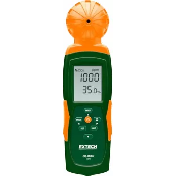 Extech CO240 Medidor de dióxido de carbono con temperatura, registrador de datos USB, 0-9999 ppm