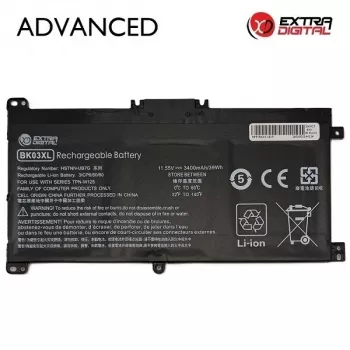 Extra Digital Advanced Batería de portátil para HP BK03XL - 3400mAh, 11.55V, 39.3Wh, 3 celdas, Negro