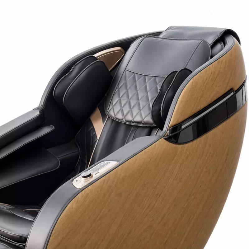 EXTRALINK sillón de masaje 3D Zero Gravity con detalles en madera, negro/marrón