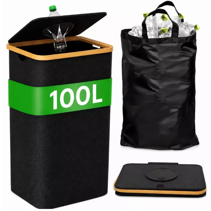 EXTRALINK Black Forest cesto plegable de recogida de botellas retornables, 100L, negro