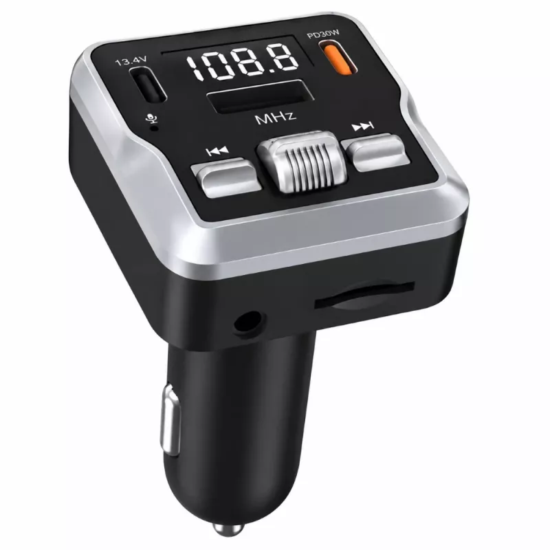 EXTRALINK Transmisor FM Bluetooth con 2 puertos de carga USB y ranura para tarjeta MicroSD