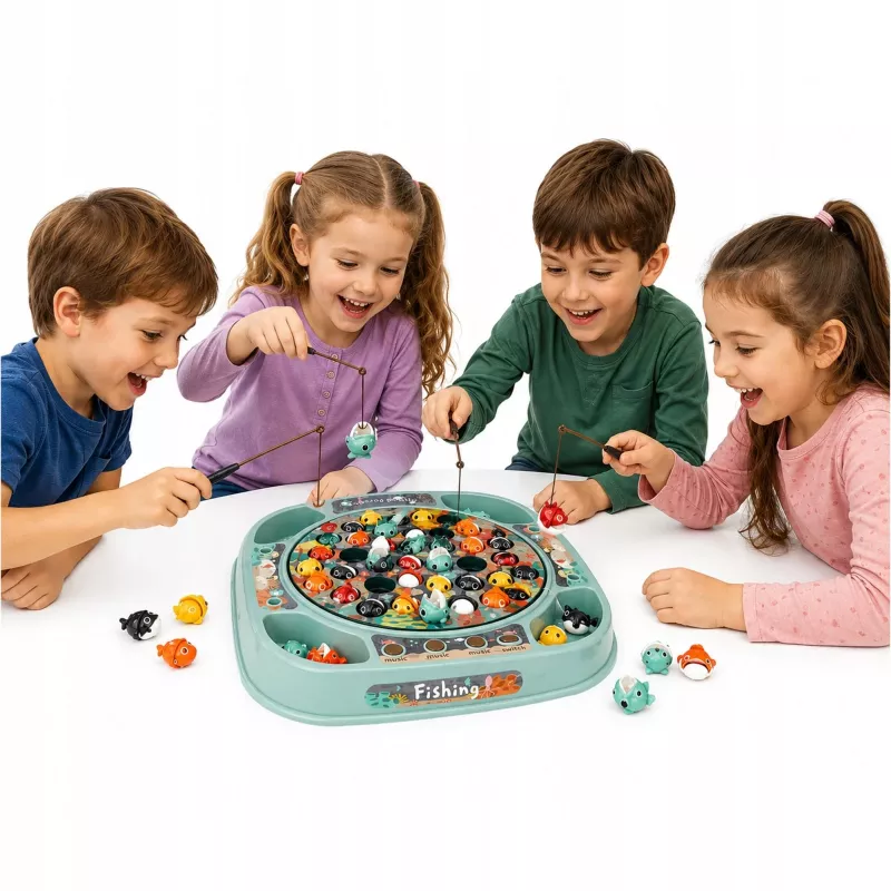 EXTRALINK Juego de pesca juego de habilidad 45 peces + 4 cañas música