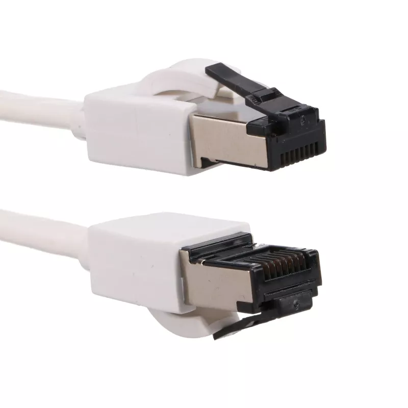 EXTRALINK Cable de red LAN Cat.8 U/FTP 0,5m 40G plano, apantallado, par con apantallamiento de lámina, cobre desnudo, blanco