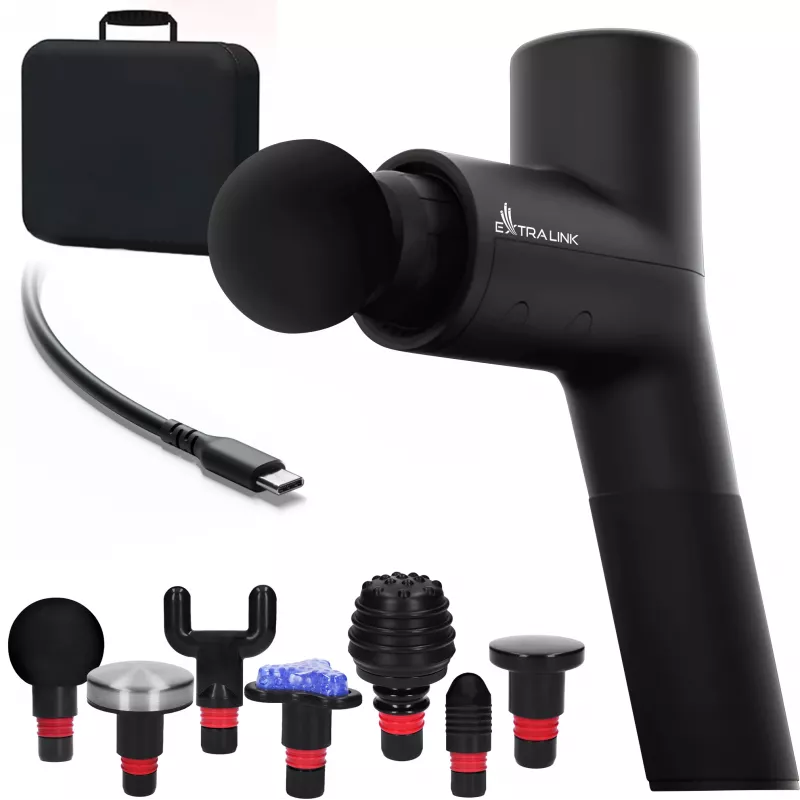 Extralink Massage Gymgun Fit 2.0 Pro Pistola de masaje, 7 accesorios, 6 modos