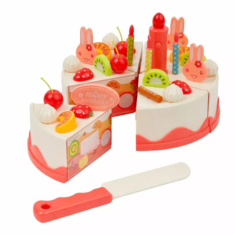 EXTRALINK TOYS Set de juego de cortar tarta de cumpleaños - Juguete de cocina de rol de 37 piezas para niños a partir de 3 años