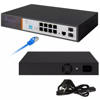 Extralink VICTOR switch gestionado Gigabit PoE+ de 8 puertos con 2 SFP, presupuesto 150W, L2+