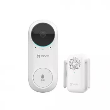 EZVIZ DB2C timbre con vídeo inalámbrico 1080p Full HD, campo de visión de 160°, visión nocturna, audio bidireccional, IP65, con batería, compatible con Alexa/Google Assistant