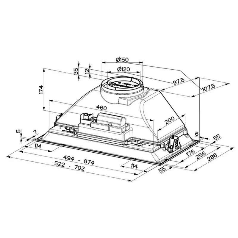 Faber Inka Smart C BK A52 Campana extractora integrada (52 cm, negra, 330 m³/h, LED)