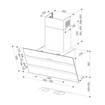 Campana de pared Faber Steelex EV8 LED WH/X A80, 80 cm, acero inoxidable