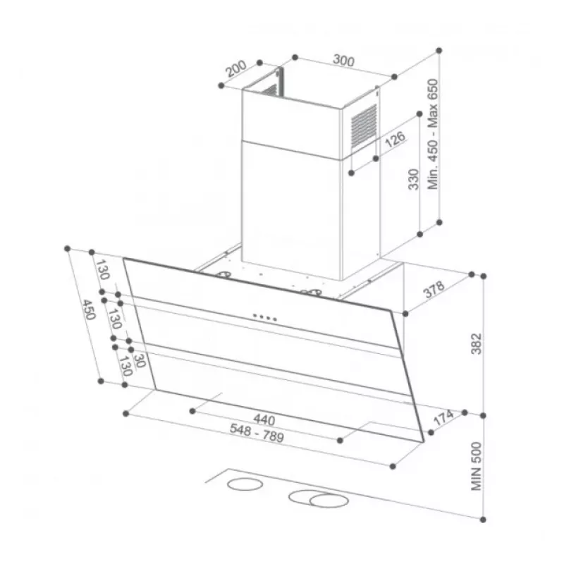 Campana de pared Faber Steelex EV8 LED WH/X A80, 80 cm, acero inoxidable