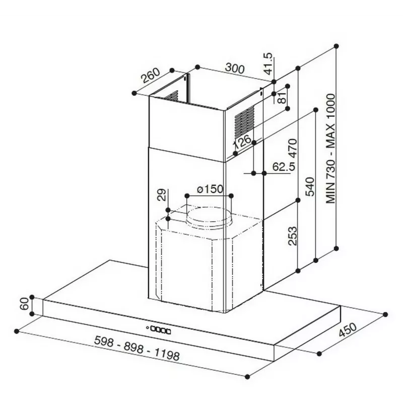 Faber Stilo Comfort BK Matt A90 campana de pared 90cm, negro mate, 670m³/h