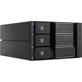 Fantec BP-SA2131 Módulo backplane SAS/SATA de 3 bahías para bahía de 5,25 pulgadas - Hot-Swap sin bandeja, ventilador de 70 mm, negro aluminio 2185