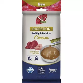 FARMINA N&D Quinoa Cat Digestion Cream with Chicken & Tuna Box – Snack para gatos – 4x15g