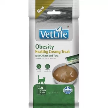 Snack cremoso FARMINA VET LIFE CAT OBESITY con pollo y atún 60gr